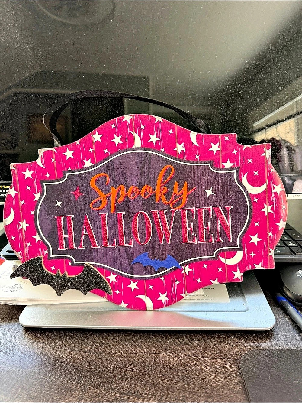 Spooky Halloween Hanging Decor in Pink & Black